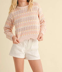 Heart & Arrow - Floral Pointelle Knit Sweater