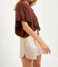 2.7 August Apparel - Faux Leather Shorts
