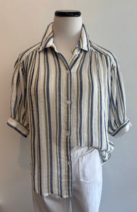 Red Haute - Striped Puff Sleeve Blouse