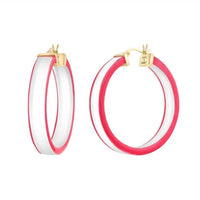 Gold & Honey - Women's Flat Illusion Lucite Hoop Earrings