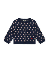 Bonton - Kid's Hearts Double Jacquard Knit Cardigan