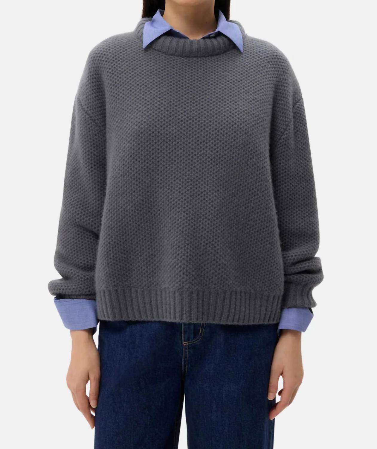 TWP Waffle Thermal Flat Sweater in charcoal - women's sweater