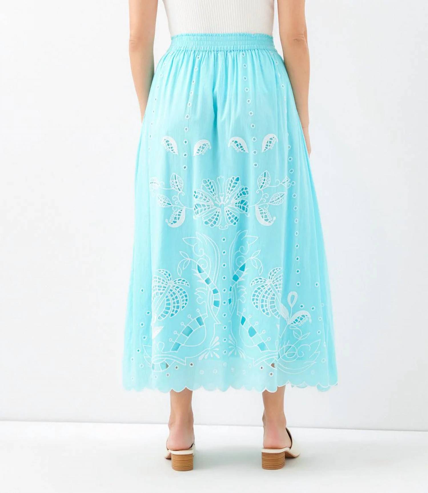 Karen Kane - Cut-Out Embroidery Midi Skirt