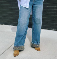 Hidden - Fearless Cheetah Cuff Straight Jeans