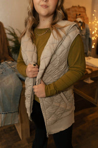 Mono B - Oversized Quilted Fleece Vest