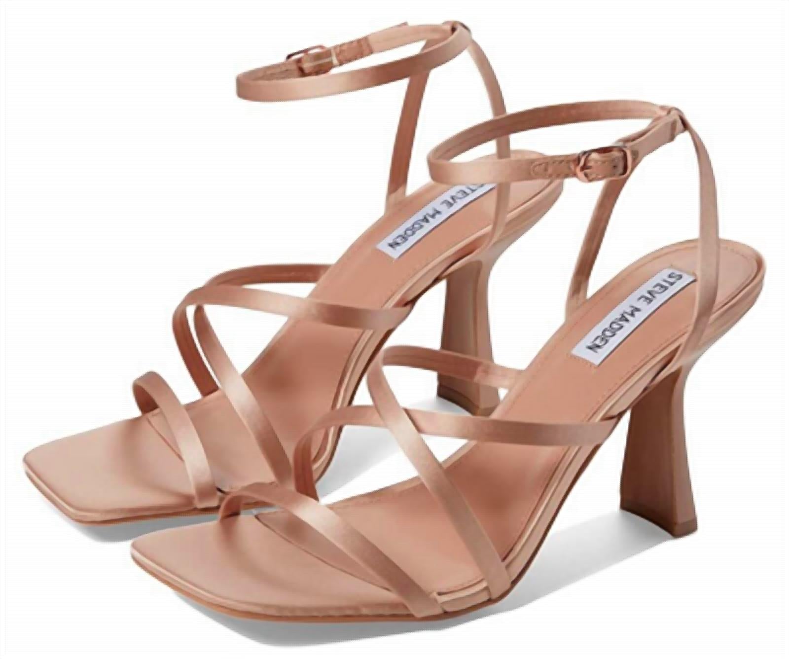 STEVE MADDEN Women's Brendi Heeled Sandal in blush satin - women's heels