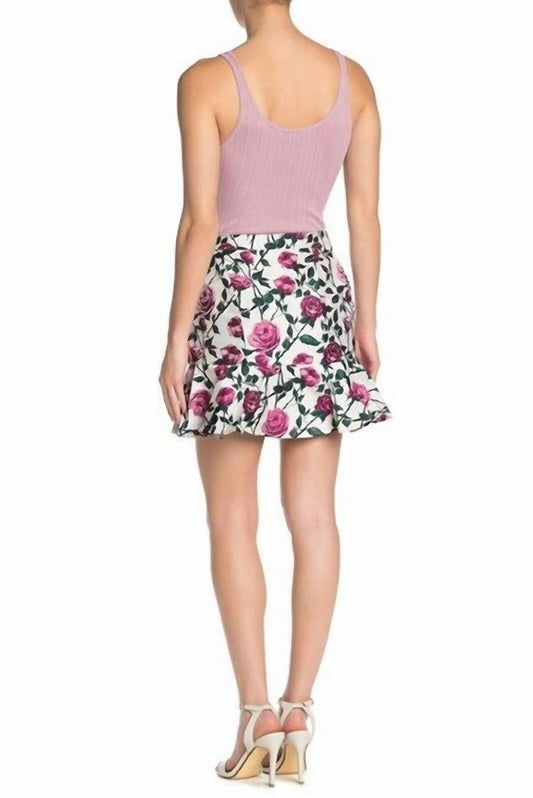Endless Rose - Floral Print Jacquard Ruffled Hemline Mini Skirt