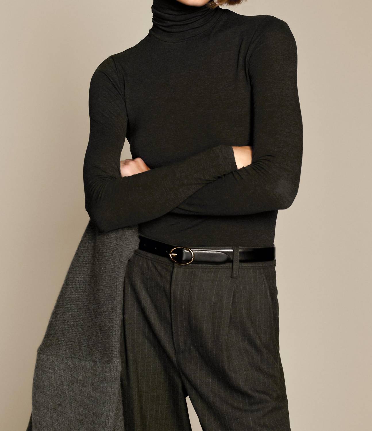 Sold Out NYC Turtleneck Long Sleeves Top in charcoal - women's sweater - view 4