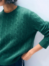 White + Warren - Cashmere Varsity Cable Crewneck Top