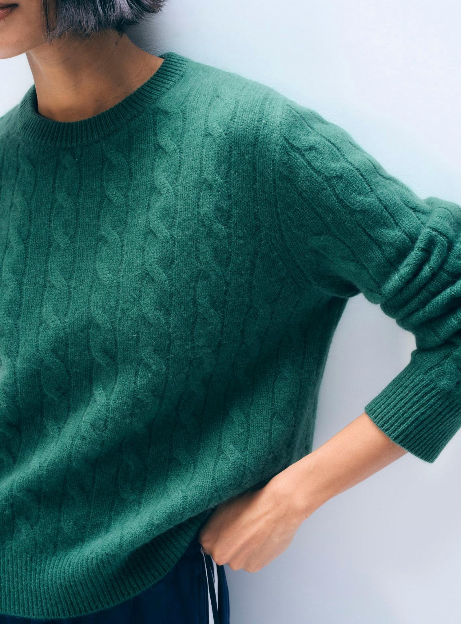 White + Warren - Cashmere Varsity Cable Crewneck Top