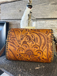 Juan Antonio - Women's Tooled Saddle Crossbody Bag