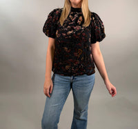 Thml - Romantic Velvet Burnout Puff Sleeve Top