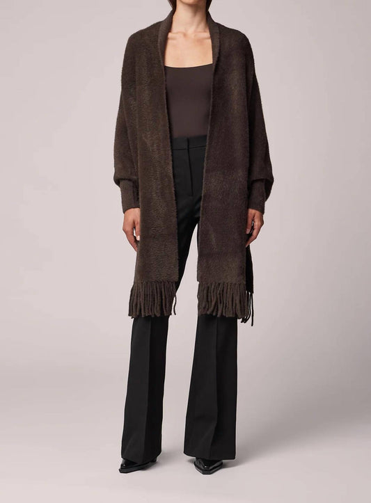 DANELA KNIT SCARFIGAN WITH FRINGE