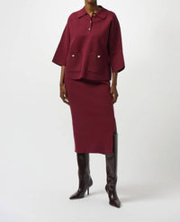 Joseph Ribkoff Sweater Knit Midi Skirt in merlot 1 - women's skirt
