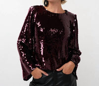Esqualo - Fylla Flared Sleeve Sequin Top