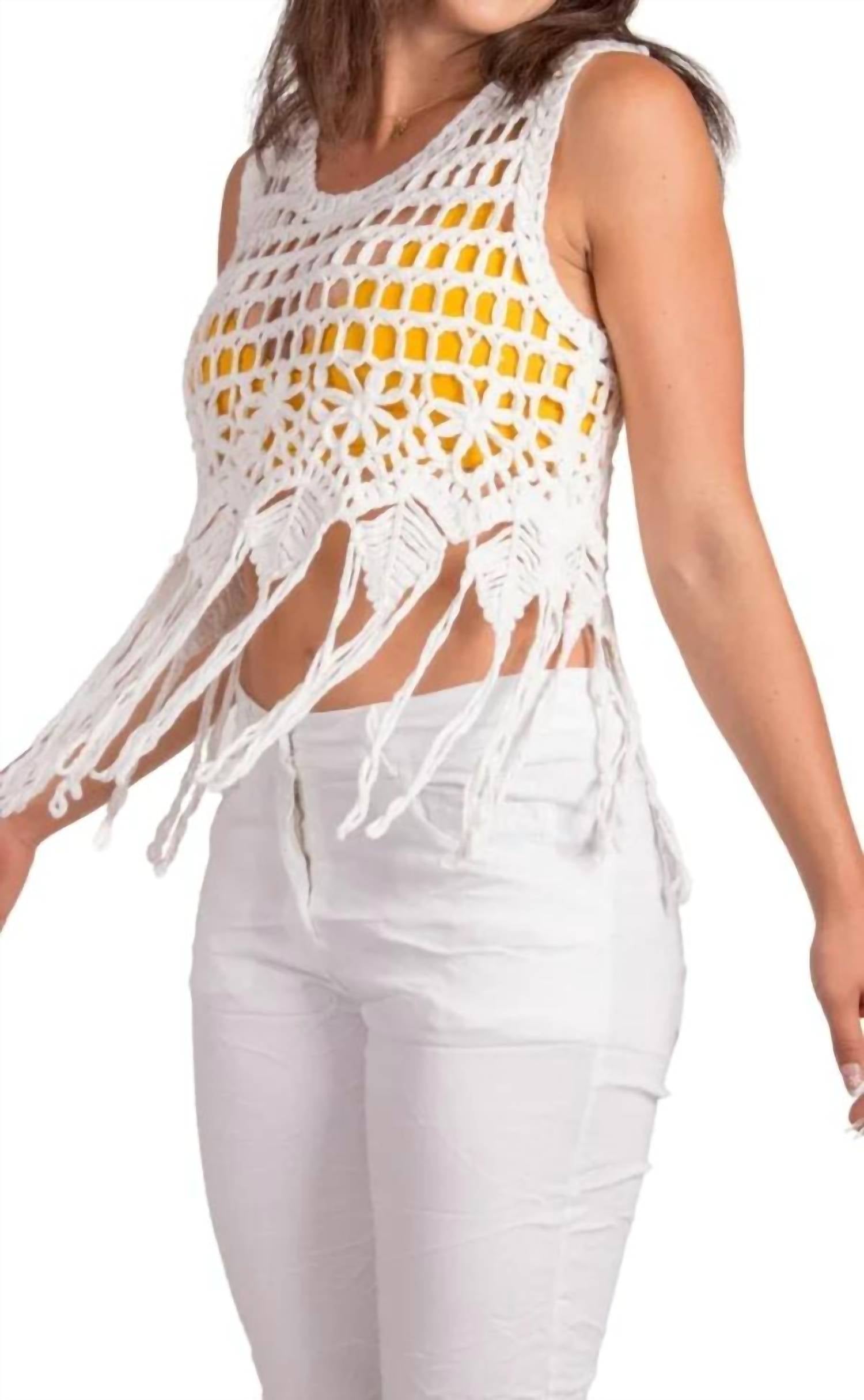 GIGI MODA Nikki Crochet Tank in white - women's tank top - view 4