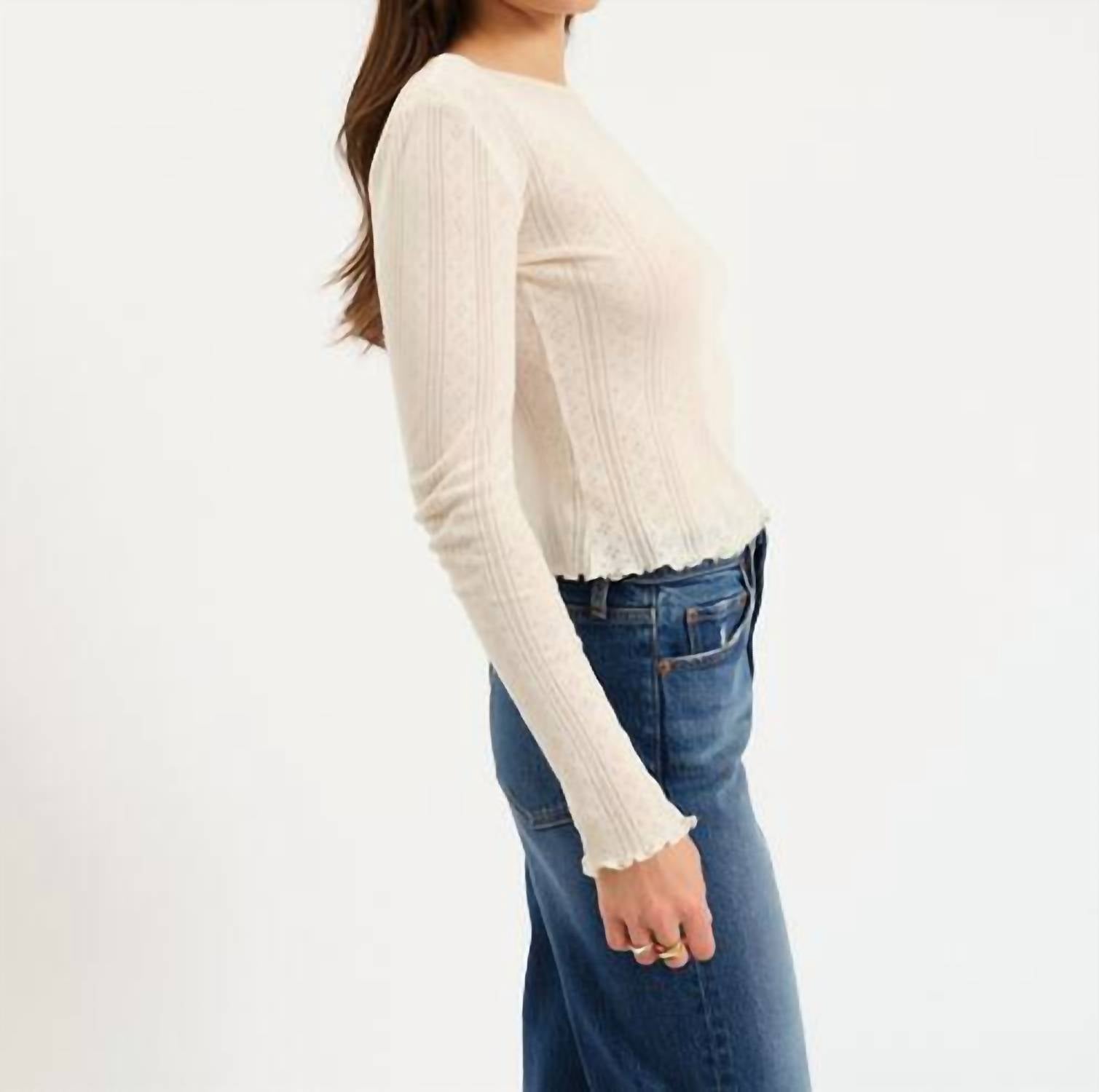 Daze - Waverly Pointelle Long Sleeve Top