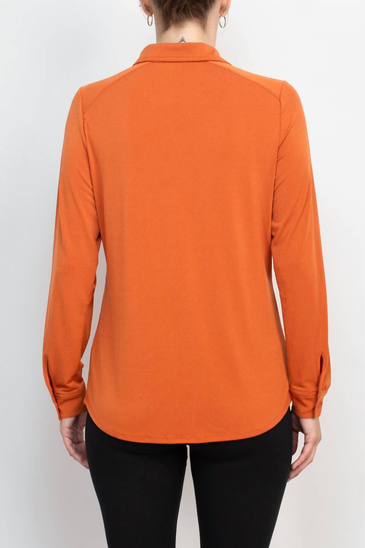 Adrianna Papell - Collared Button Front Moss Crepe Shirt
