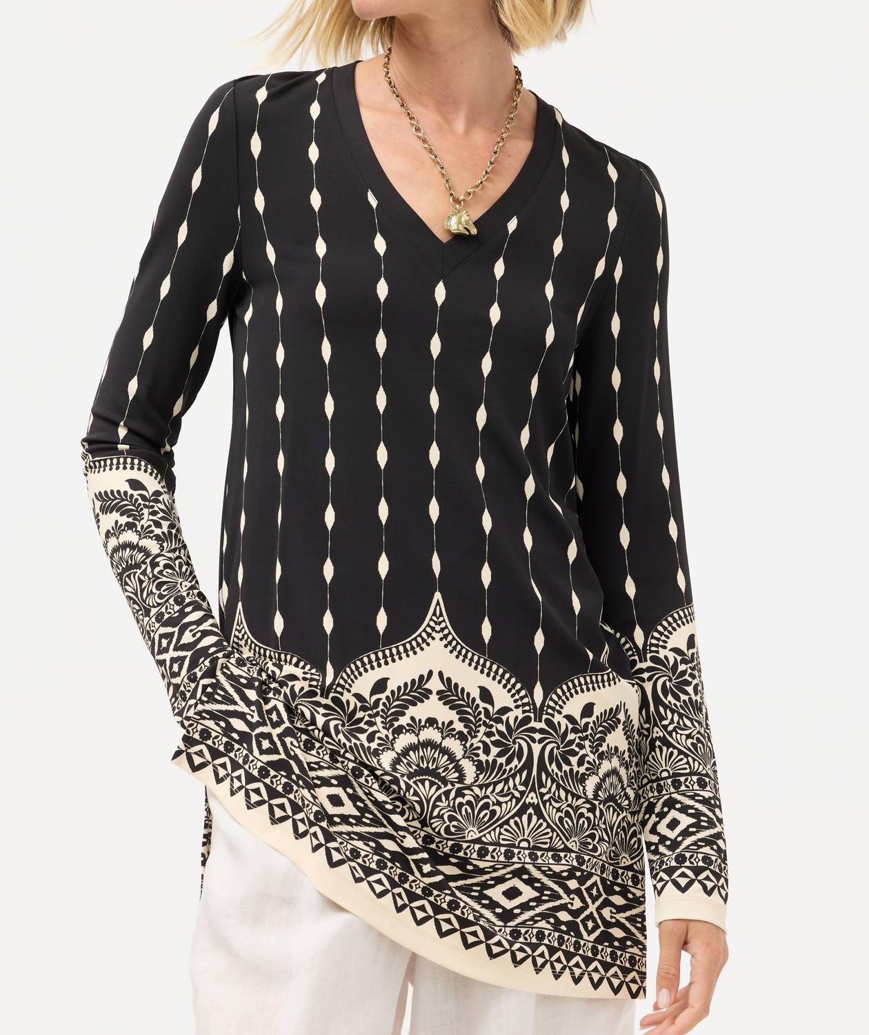 Johnny Was DEMI V-NECK TUNIC in lilith - women's shirt