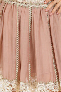 Beulahstyle - Lace Trim Detail Chiffon Shirt & Mini Skirt Set