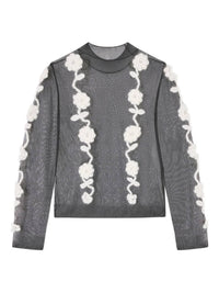 Ganni - Flower Crochet Mesh Top
