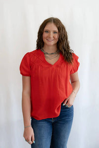 Blu Pepper - Scarlette Eyelet Puff Sleeve Western Top