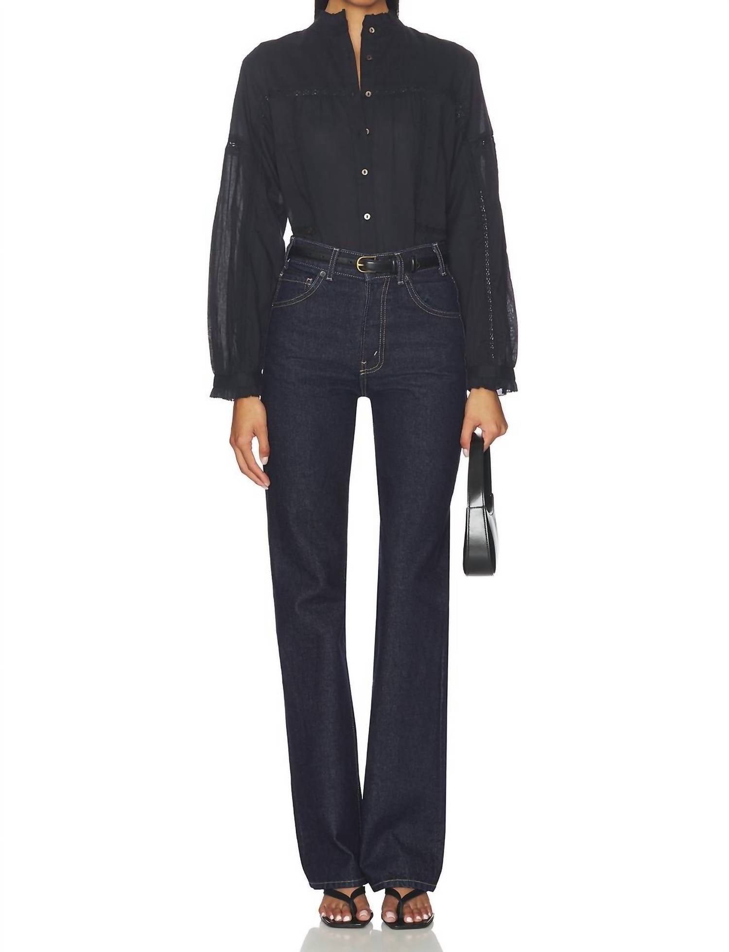 Cleobella Morea Button Down Top in black - women's shirt - view 4