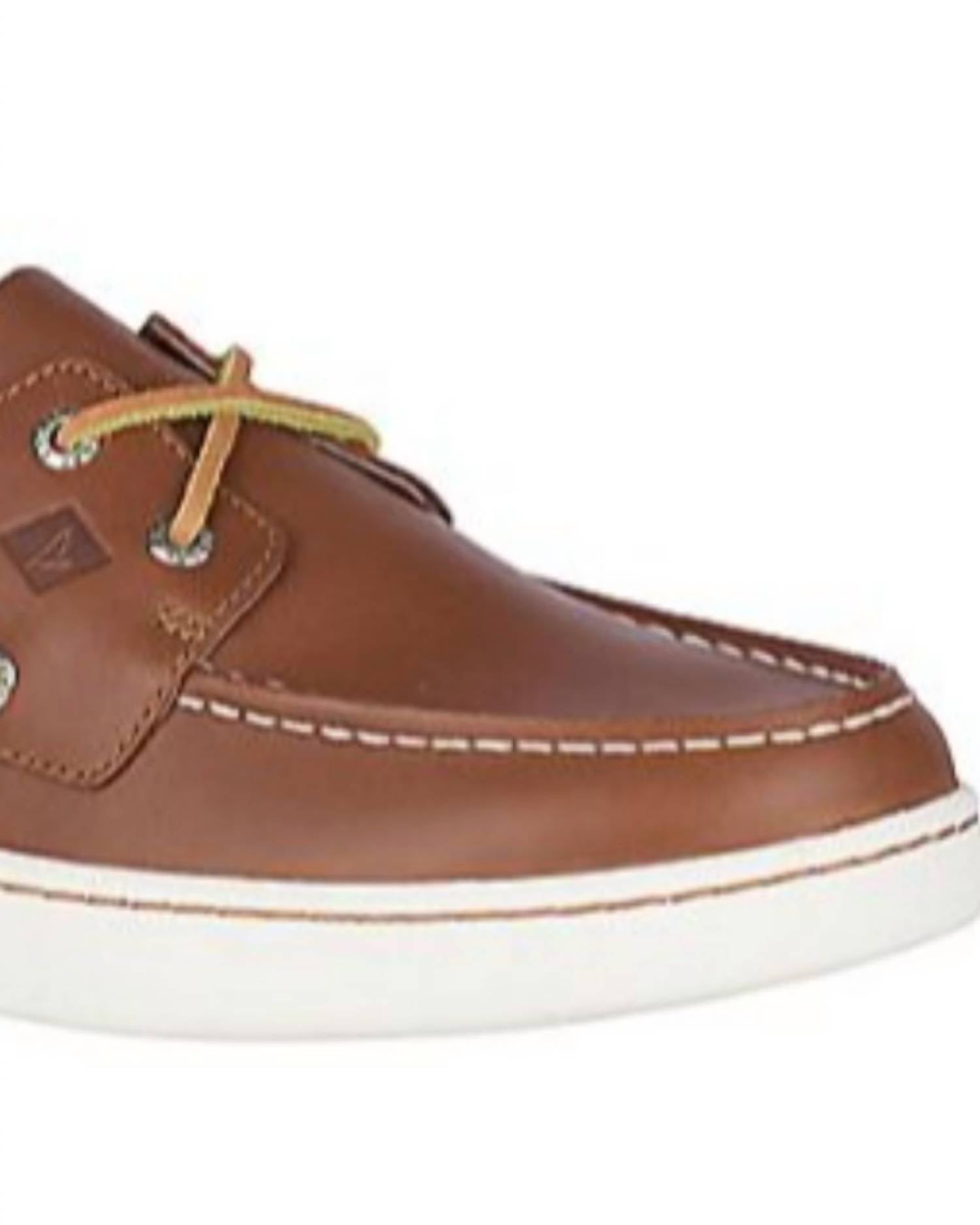 Sperry Men's Cup 2-eye Boat Shoes in tan - men's shoe - detail view