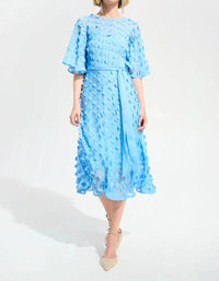 Joseph Ribkoff - 3d Florals Belted Chiffon Dress