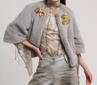 Echo - Collarless Faux Fur Jacket with Raglan Sleeve