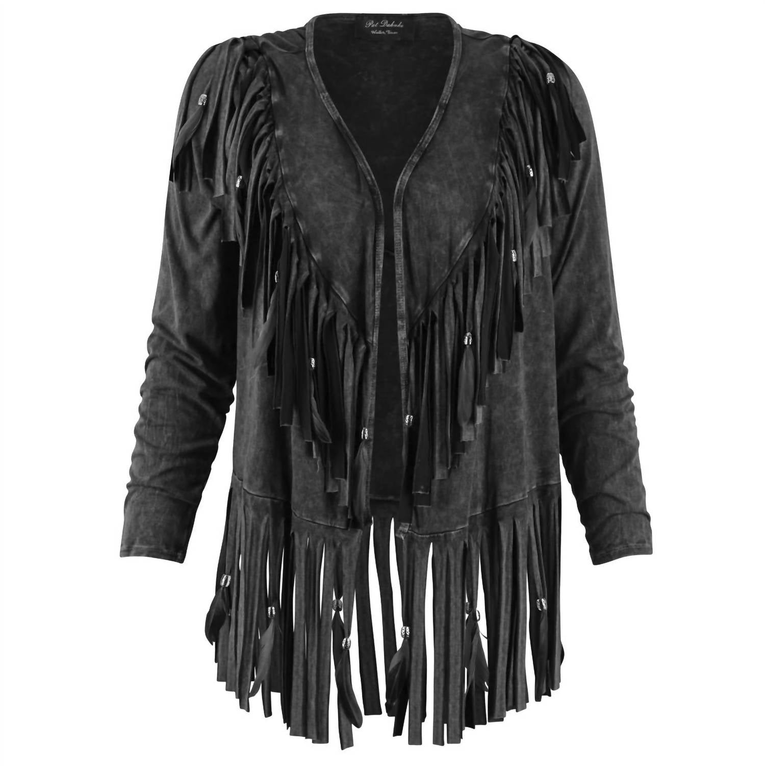 Pat Dahnke - Women's Short V Back Fringed And Feathered Jacket