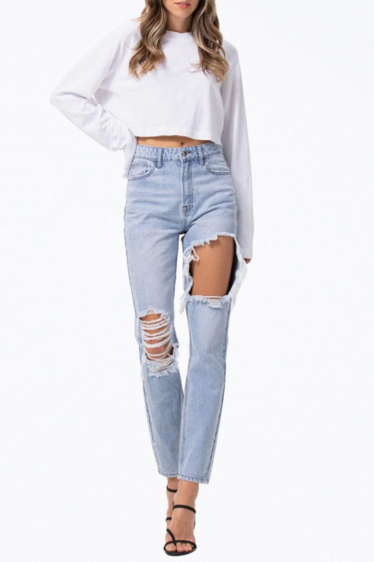 Jelly Jeans - HIGH-RISE DISTRESSED TAPERED JEANS