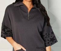 Zip Neck Pullover with Patch Pockets