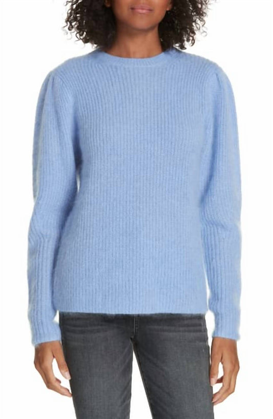 Lewit - Mohair Blend Crew Neck Fuzzy Puff Sleeve