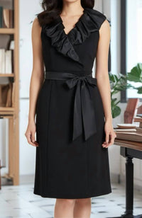Nue By Shani - Built In Shapewear High Ruffle Neck Dress