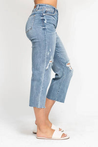 Judy Blue - High Waist Destroy Crop Wide Leg Jeans