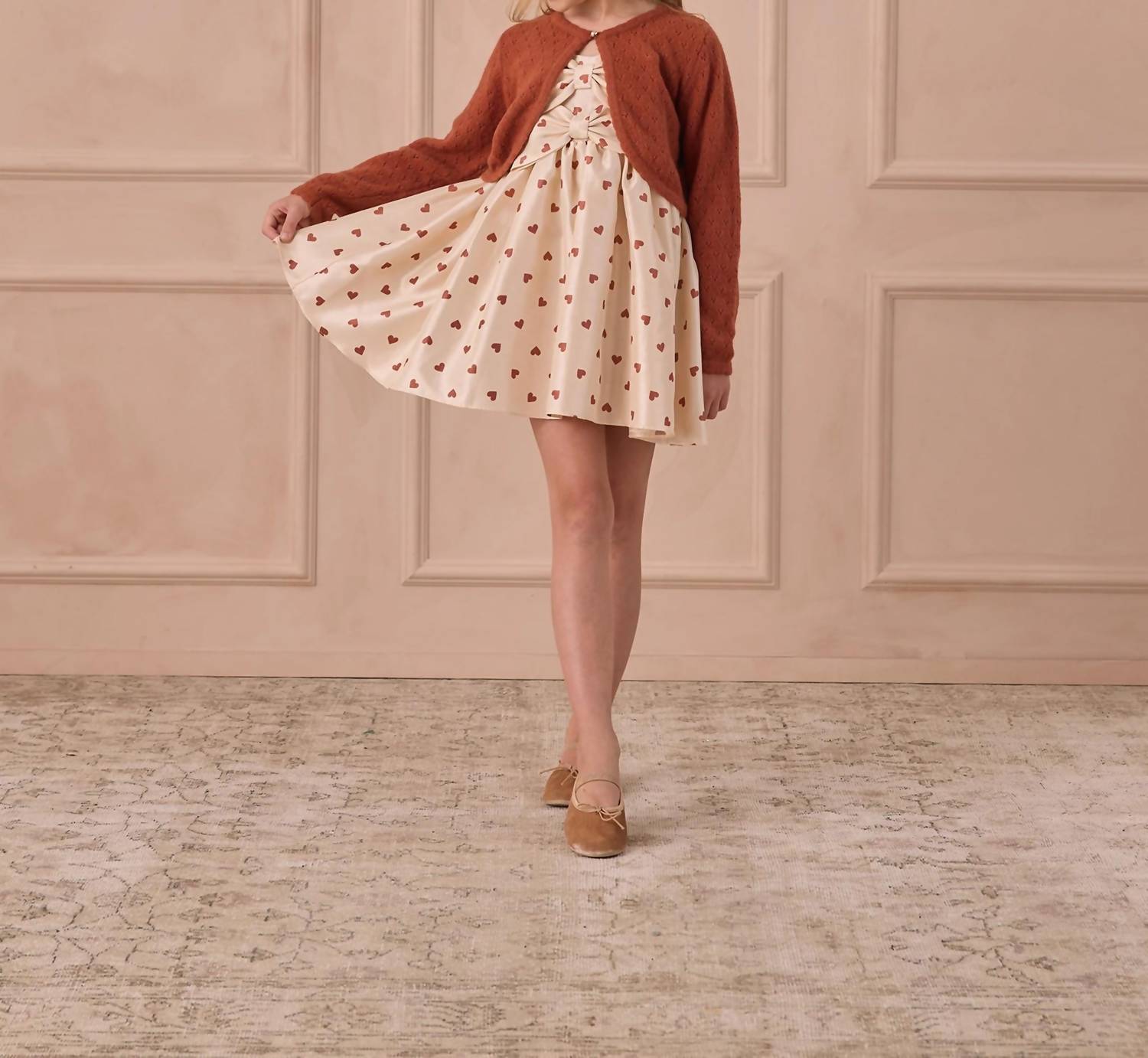 Rylee + Cru Girls Cindy Hearts Dress in pearl - kids' dress - detail view