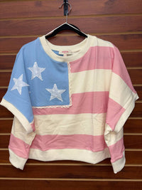 Peach Love - Women's American Flag Crop Sweatshirt