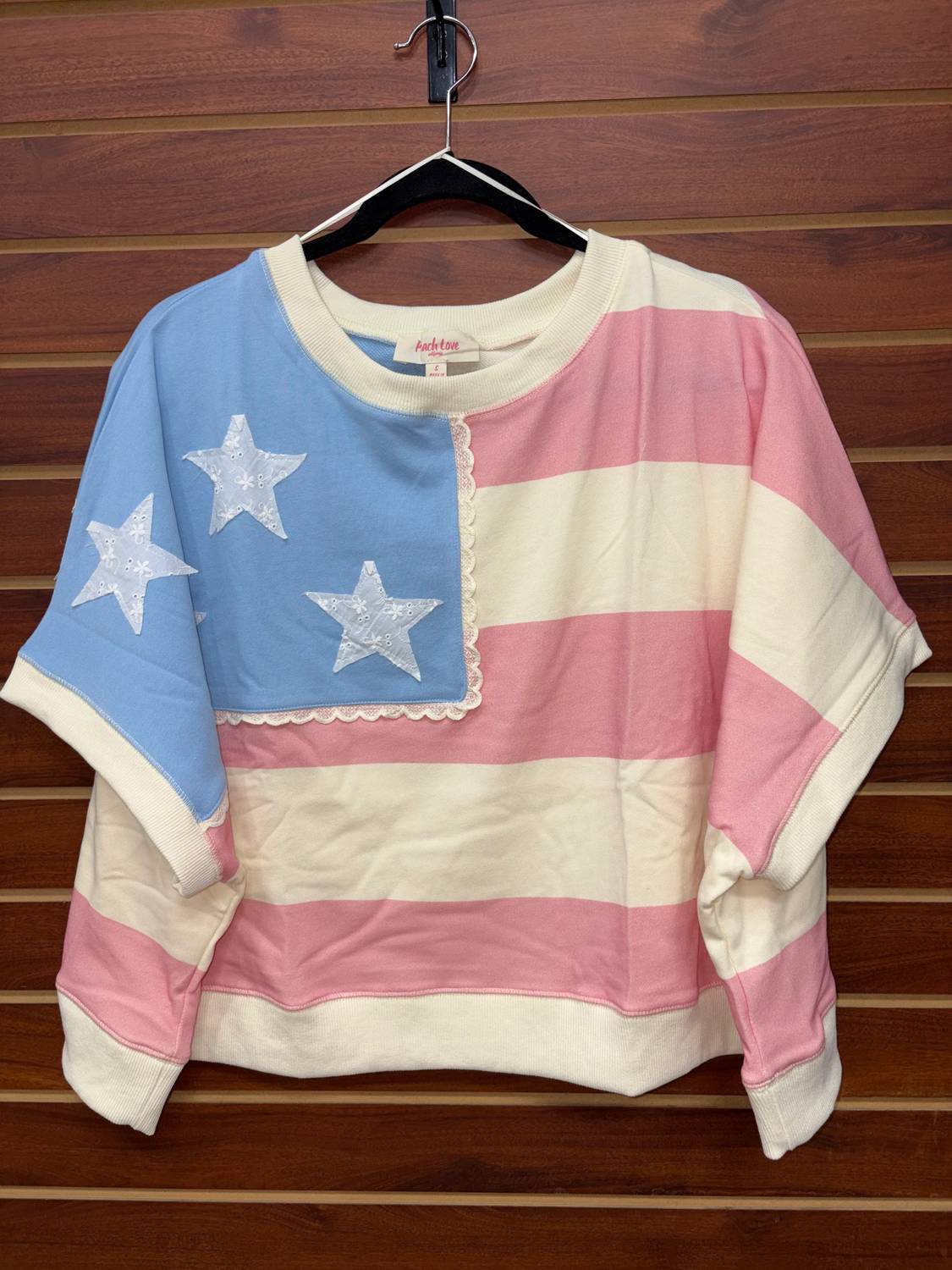 Peach Love - Women's American Flag Crop Sweatshirt