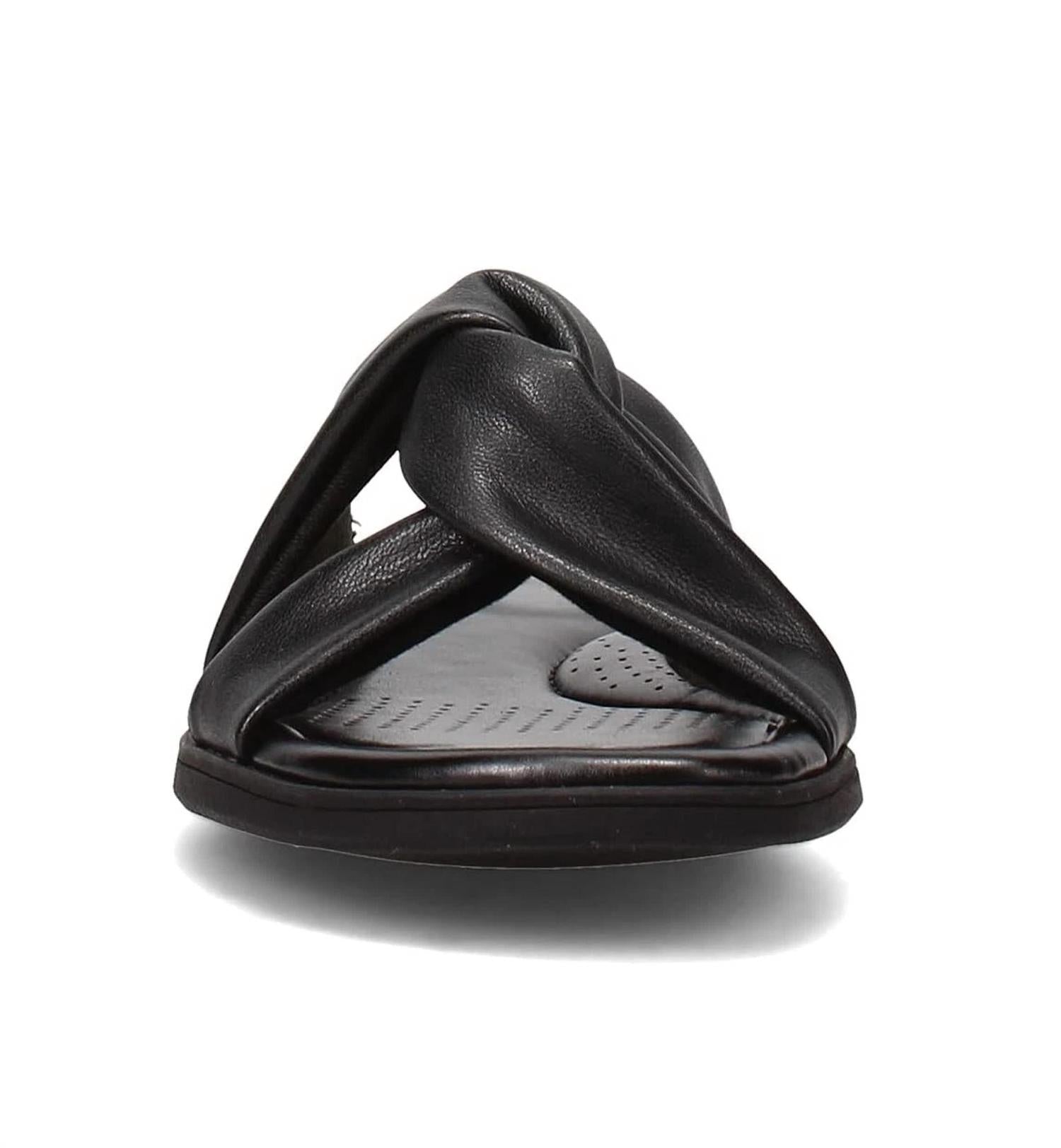 Clarks Women's Reyna Twist Flat Sandal in black synthetic - women's sandal - view 4