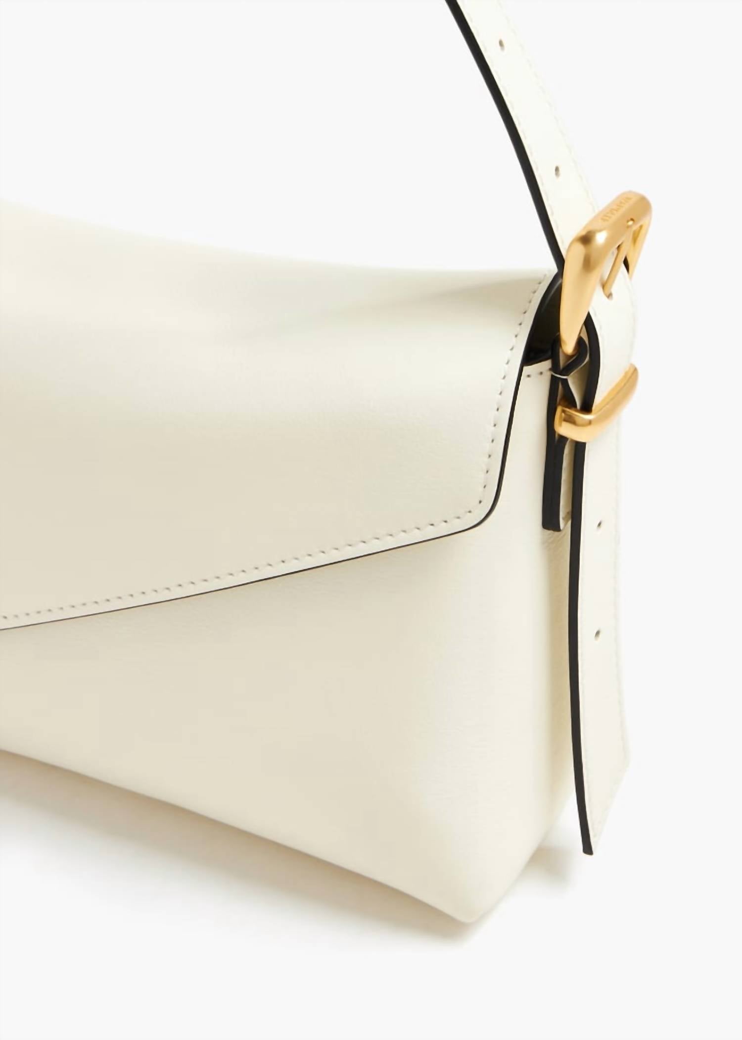 WANDLER Women's Oscar Shoulder Baguette Bag in white crust leather - women's bag - alternate view