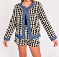 Mystree - C'est Femme Houndstooth Tweed Jacket