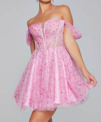 Jovani - Pleated Bodice Fit And Flare Dress