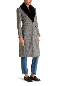 STEVE MADDEN Dienne Long Sleeve Coat in black multi - women's jacket - alternate view