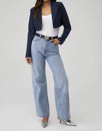 Good American - Stripe Ponte Super Crop Blazer