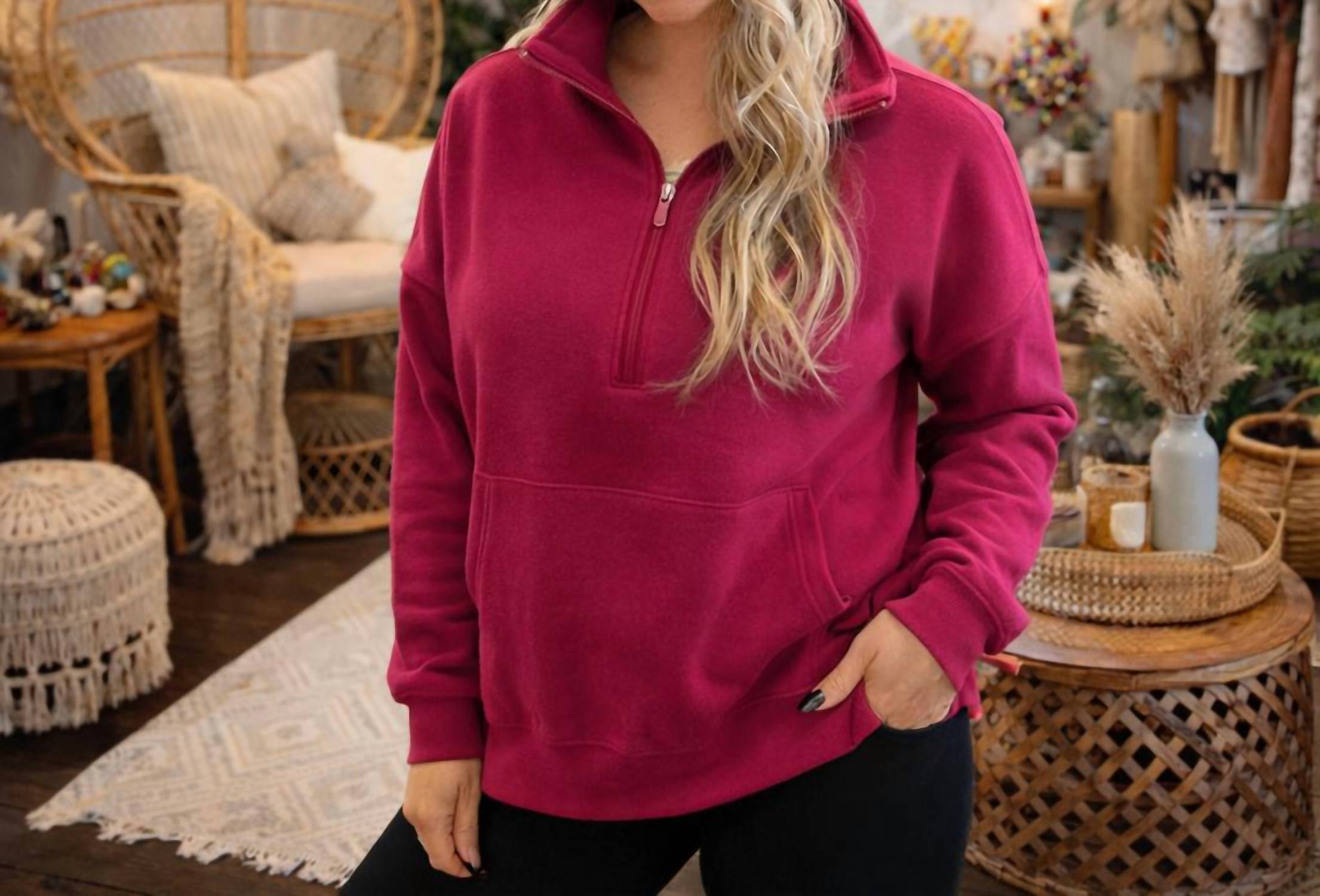 Zenana - Bold Zip Sweatshirt