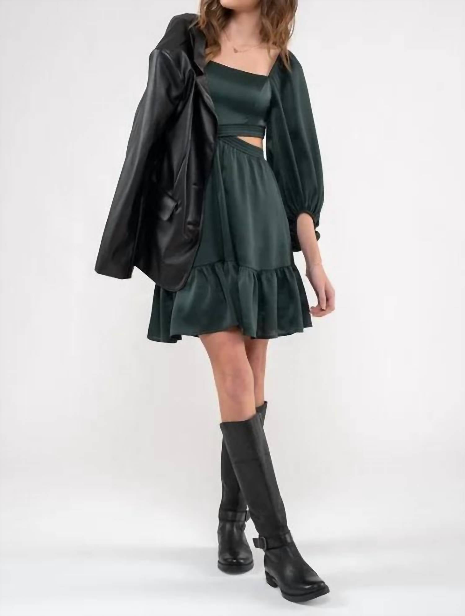 Blu Pepper - Square Neck Cut-Out Mini Dress