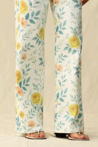 Bayeas Flora High Rise Wide Leg Woven Pants in watercolor bloom - women's pants - view 6