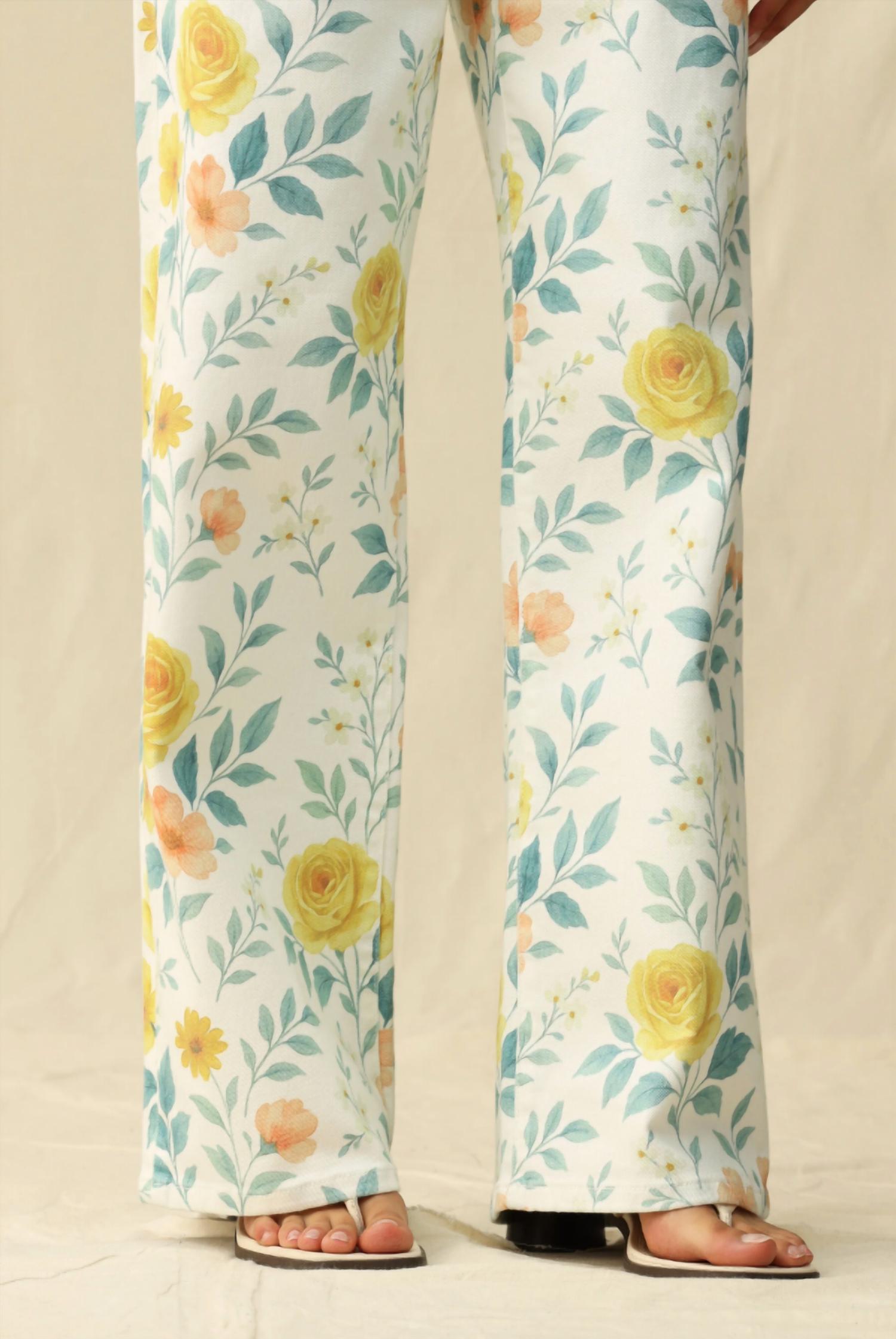 Bayeas Flora High Rise Wide Leg Woven Pants in watercolor bloom - women's pants - view 6