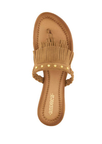 Andrea Women's Braided Strap And Fringe Sandal in honey - women's sandal - alternate view